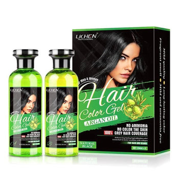 Lichen Hair Color Gel with Argan Oil 500 ML (Get 1 Free Hair Food Oil 200 ML)
