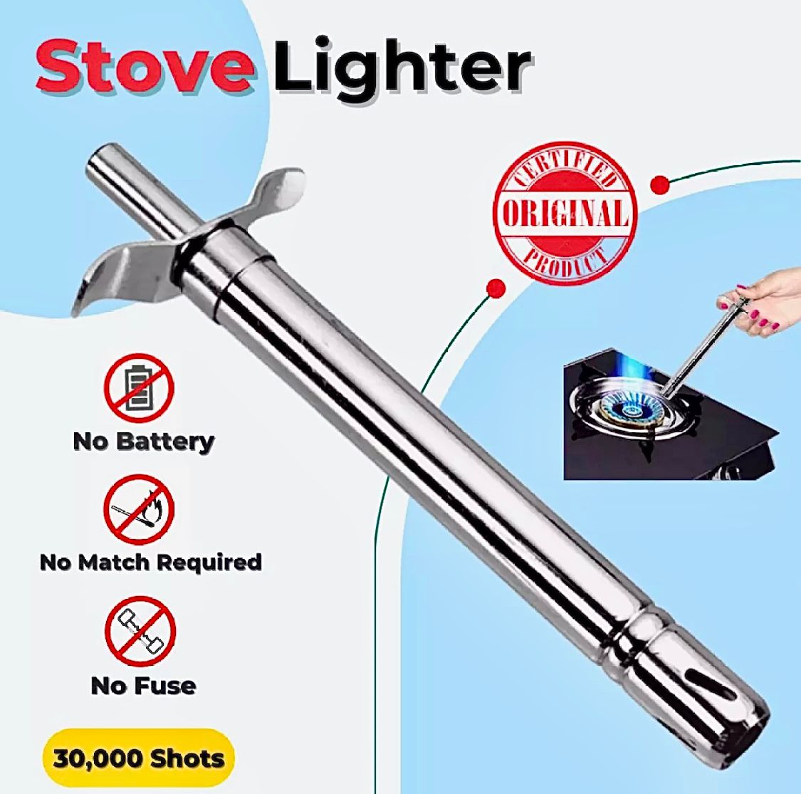 Automatic Kitchen Stove Helper| Stainless Steel, No Batteries, No Cells, No Refill Required